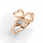 Heart Petal Clover Diamond Ring - 18Kt Rose Gold vermeil